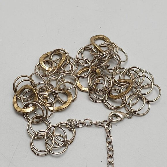 Gold Silver Tone Modernist Chain Link Necklace By Talbots 18 inches - Picture 6 of 7